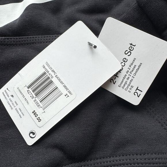 Nike Toddler Boy 2 Piece Hooded Jogging Set Black Gray White 2T Sweats NWT - Picture 2 of 5